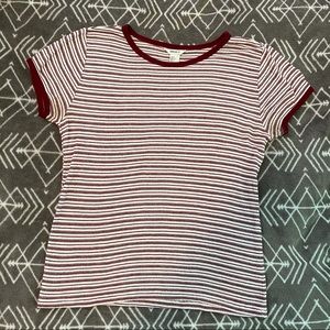 red and white striped ringer tee